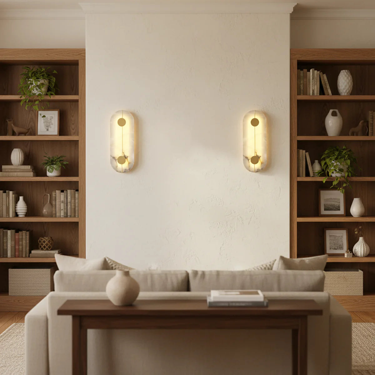 Artistic Brass Alabaster Wall Lamp