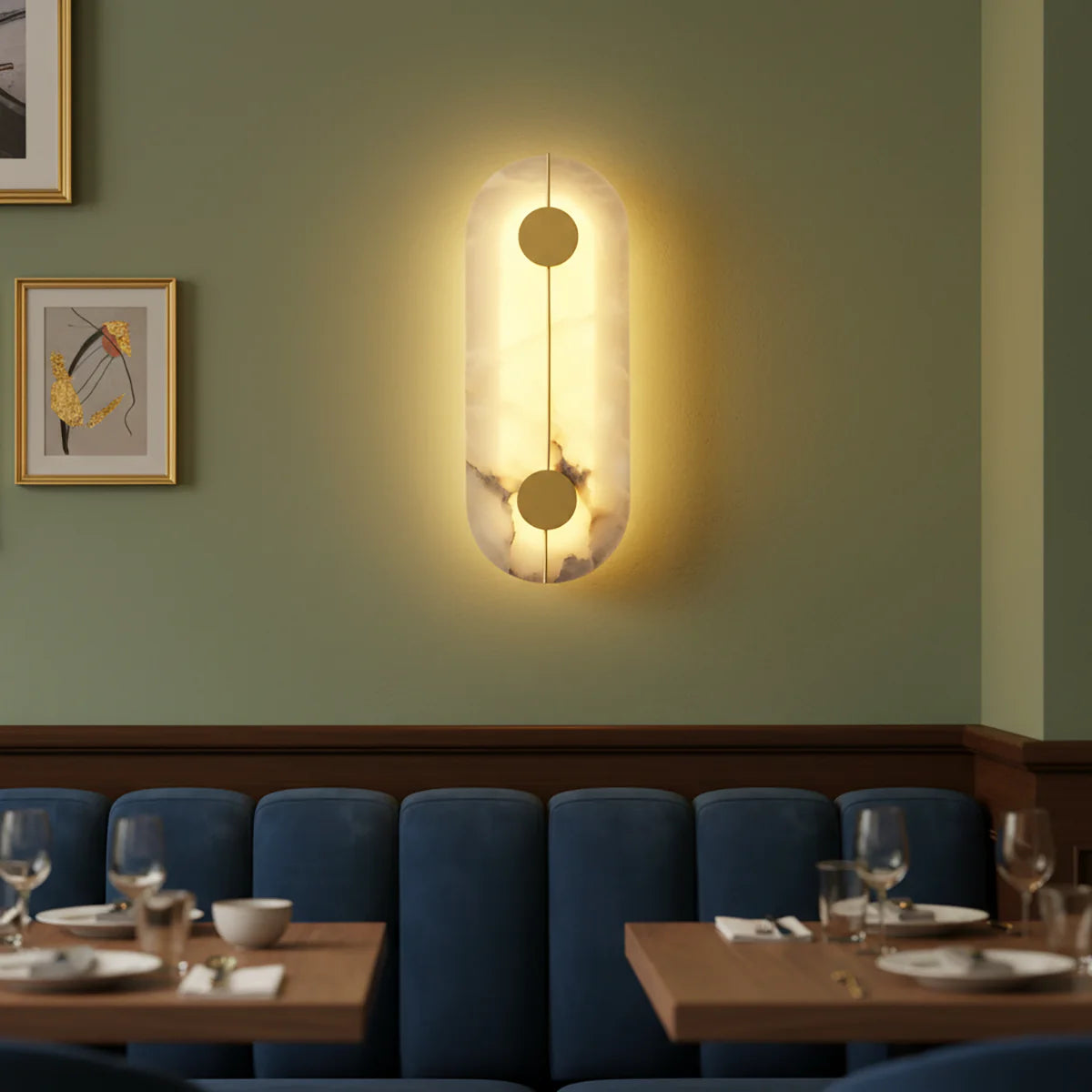 Artistic Brass Alabaster Wall Lamp