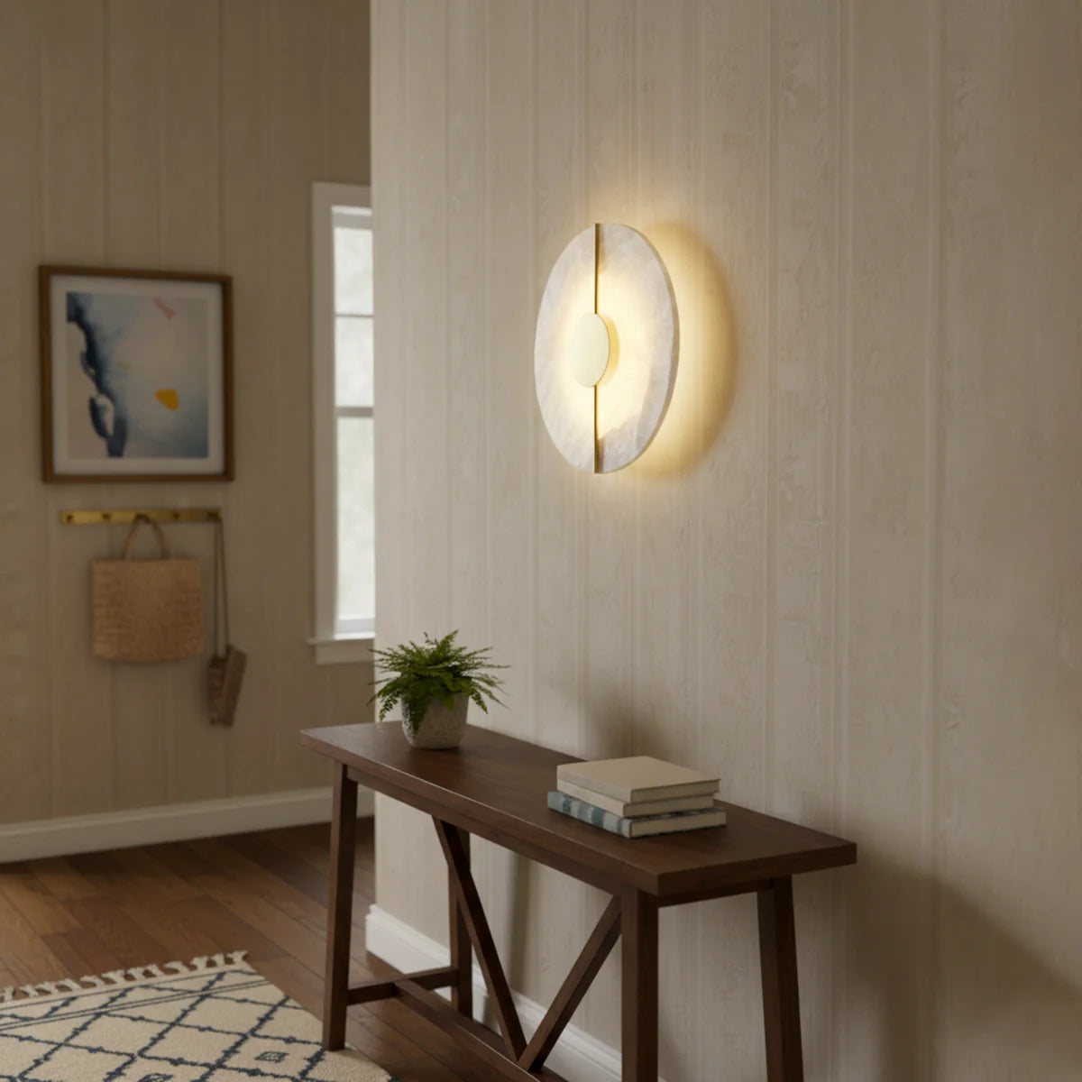 Artistic Brass Alabaster Wall Lamp