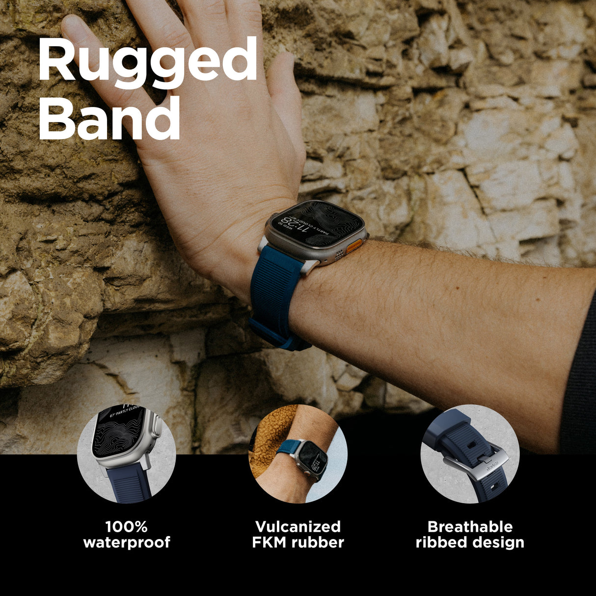 Rugged Band - 46mm/49mm | Atlantic Blue | Silver Hardware