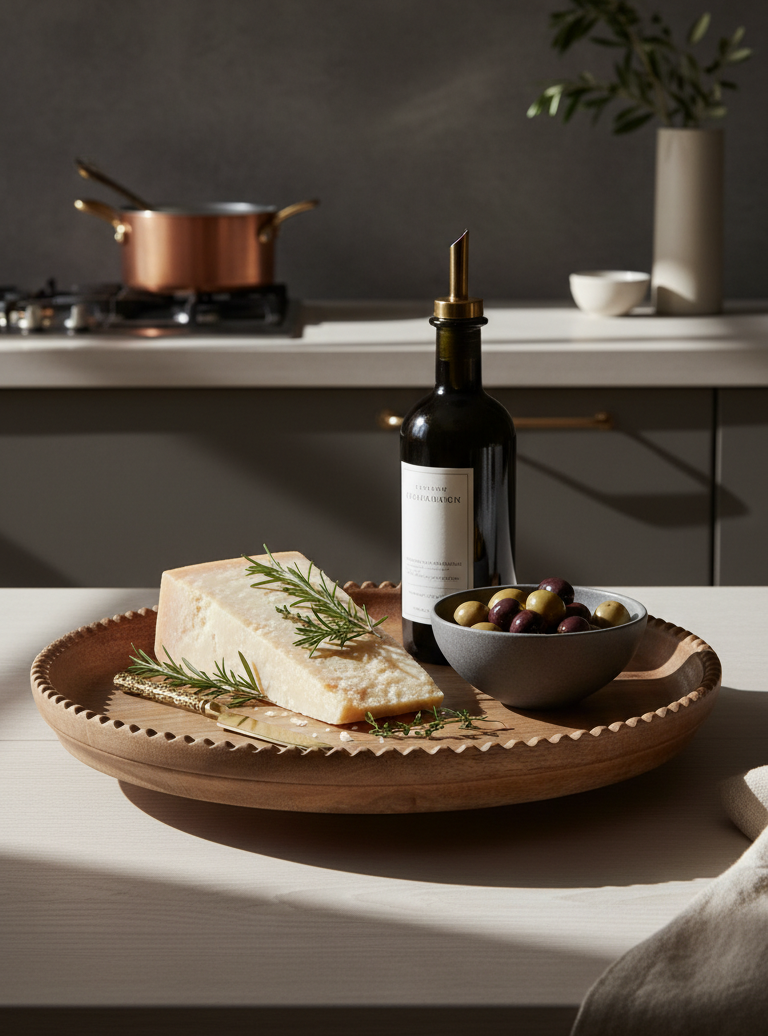 Ayla Wood Lazy Susan, Scalloped Edge