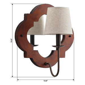 1-Light Rustic Iron Wood Wall Sconce Lighting