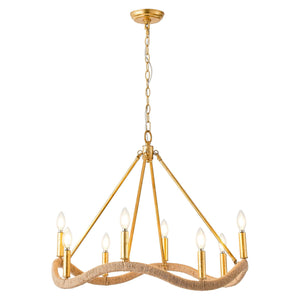 8-Light Golden Modern Candle Chandelier