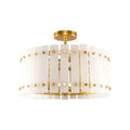 4-Light Modern Drum Marble Semi Flush Mount Ceiling Light
