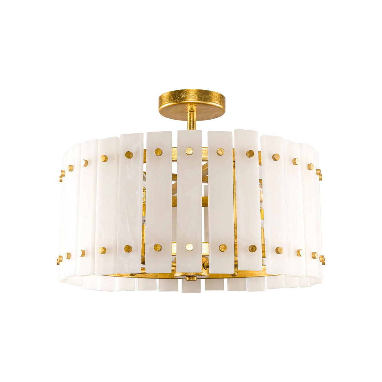 4-Light Modern Drum Marble Semi Flush Mount Ceiling Light