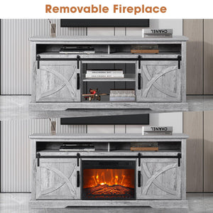 68" Farmhouse TV Stand with 23" Insert Opening Electric Fireplace