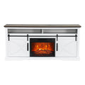 68" Farmhouse TV Stand with 23" Insert Opening Electric Fireplace