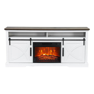 68" Farmhouse TV Stand with 23" Insert Opening Electric Fireplace