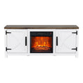 58" Farmhouse TV Stand with 18" Insert Electric Fireplace for Living Room