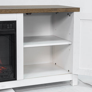 58" Farmhouse TV Stand with 18" Insert Electric Fireplace for Living Room