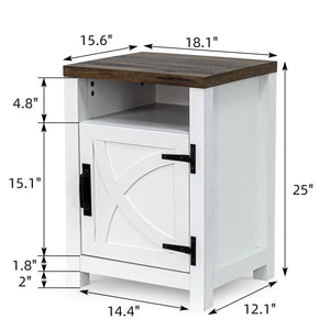 18" Solid Wood Farmhouse Nightstand for Bedroom in Brown or Grey or White