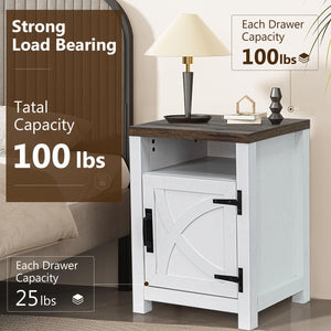 18" Solid Wood Farmhouse Nightstand for Bedroom in Brown or Grey or White