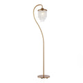 1-Light Golden Floor Lamp with Crystal Shade