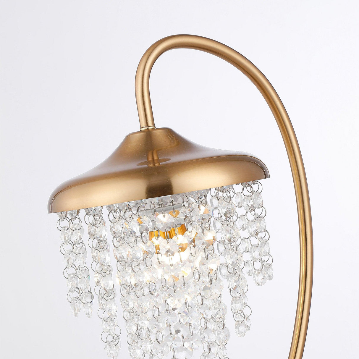 1-Light Golden Modern Table Lamp with Crystal Shade