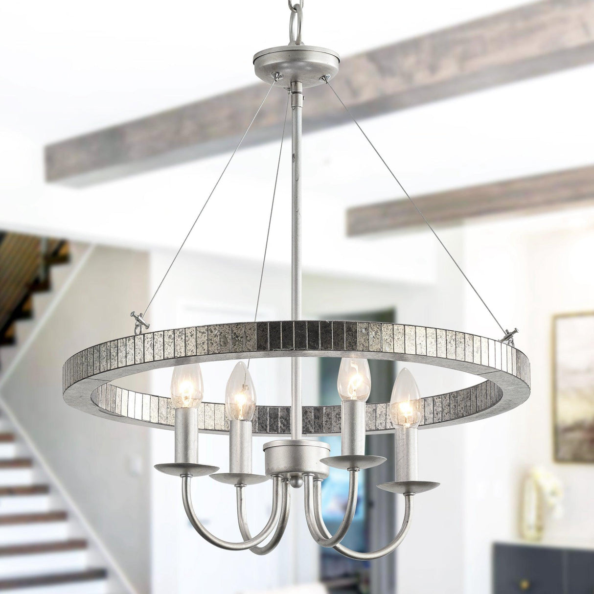4-Light Iron Modern Pendant Lighting with Acrylic Lens
