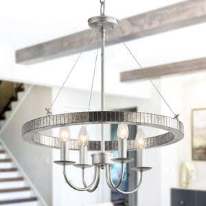 4-Light Iron Modern Pendant Lighting with Acrylic Lens