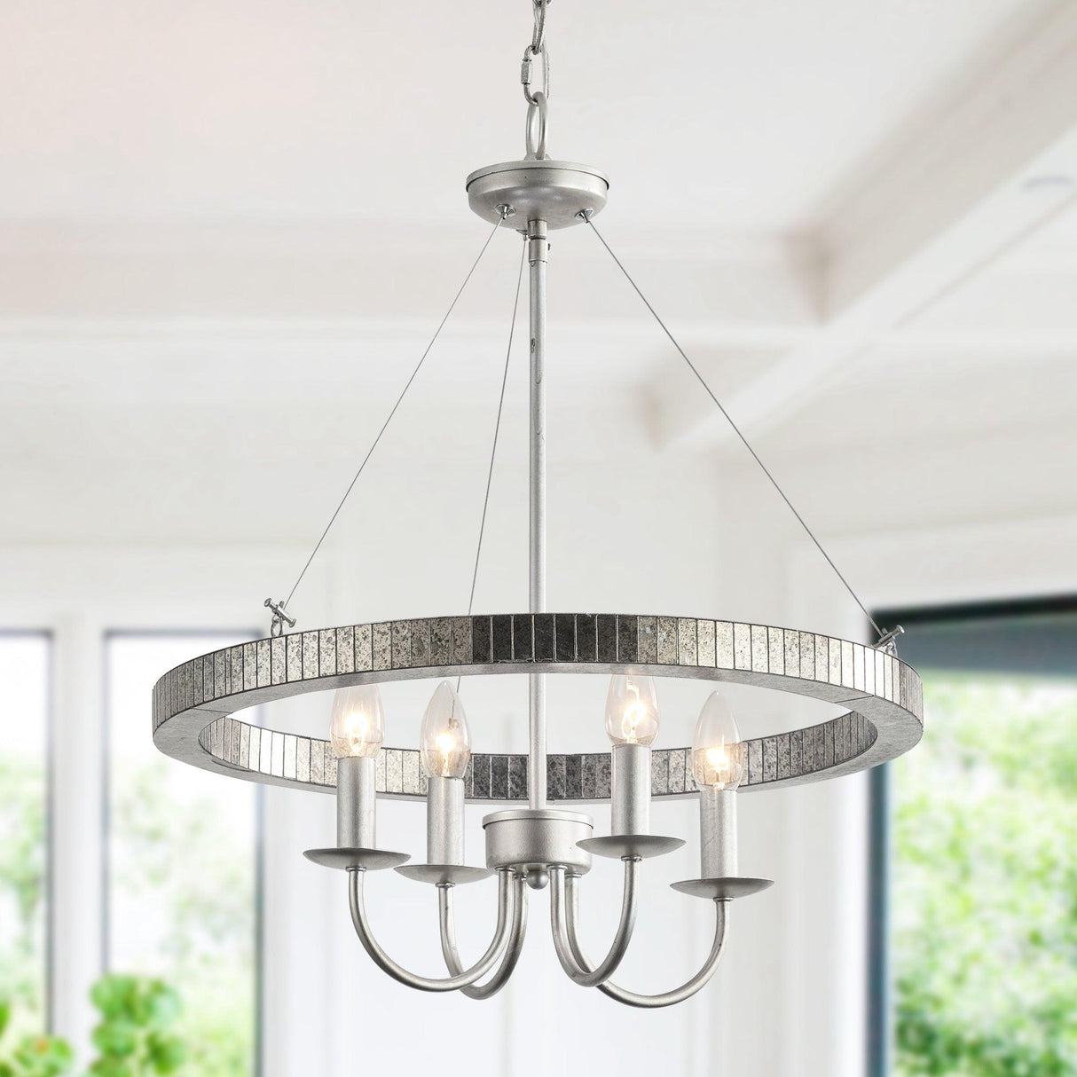 4-Light Iron Modern Pendant Lighting with Acrylic Lens