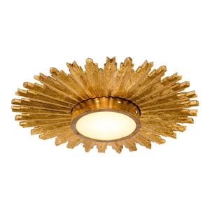 Golden Sunburst 2 Light Flush Mount Lighting