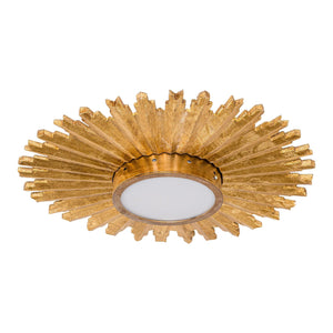 Golden Sunburst 2 Light Flush Mount Lighting