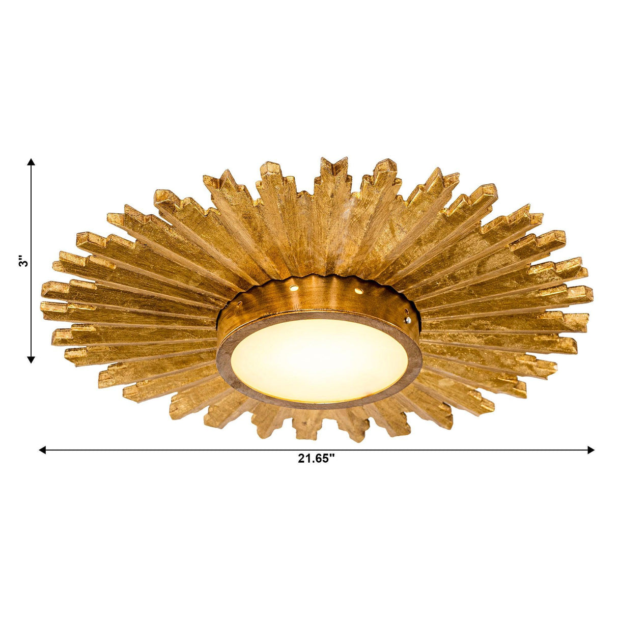 Golden Sunburst 2 Light Flush Mount Lighting