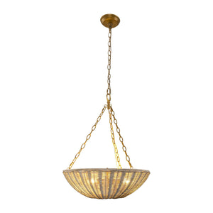 Farmhouse 3-Light Rattan Island Pendant Lighting in Bowl Shape