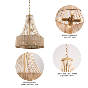 4-Light Golden Farmhouse Dry Rated Chandelier