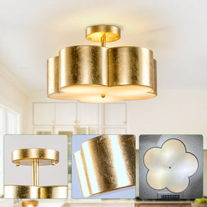 Golden Modern Semi Flush 3-Light Ceiling Lighting