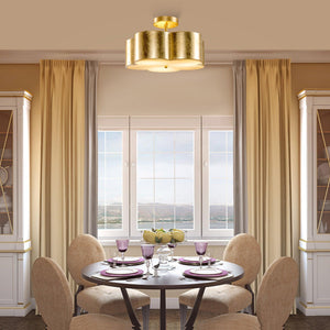 Golden Modern Semi Flush 3-Light Ceiling Lighting