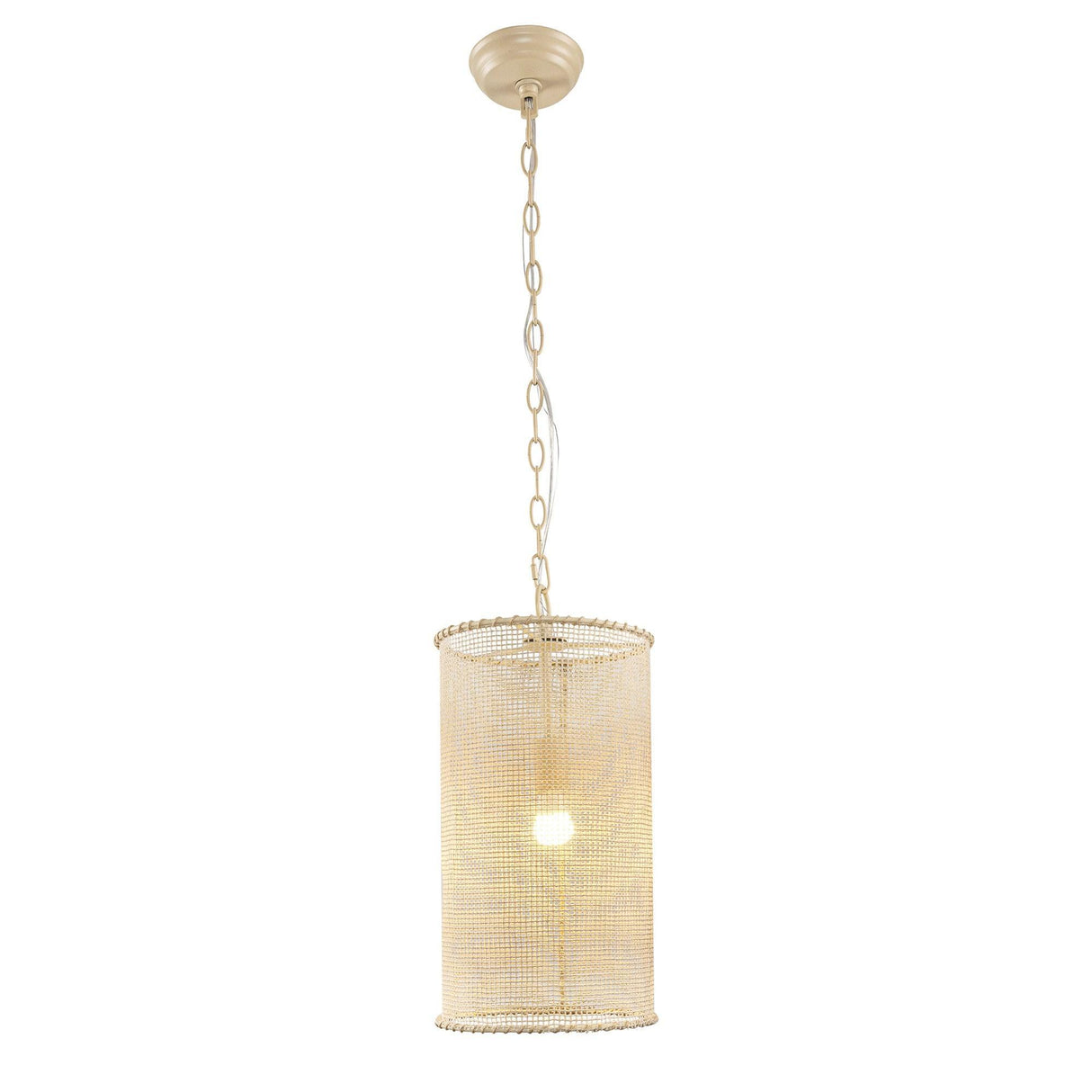 1-Light Wooden Beads Farmhouse Beige Dry Rated Island Pendant Lighting