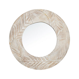 Traditioanl Wood Round Mirror Wall Decor