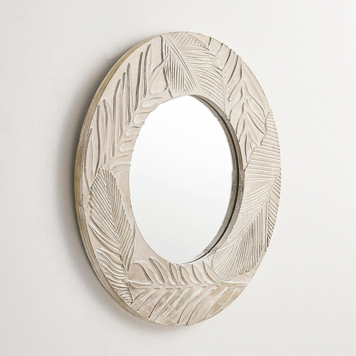 Traditioanl Wood Round Mirror Wall Decor