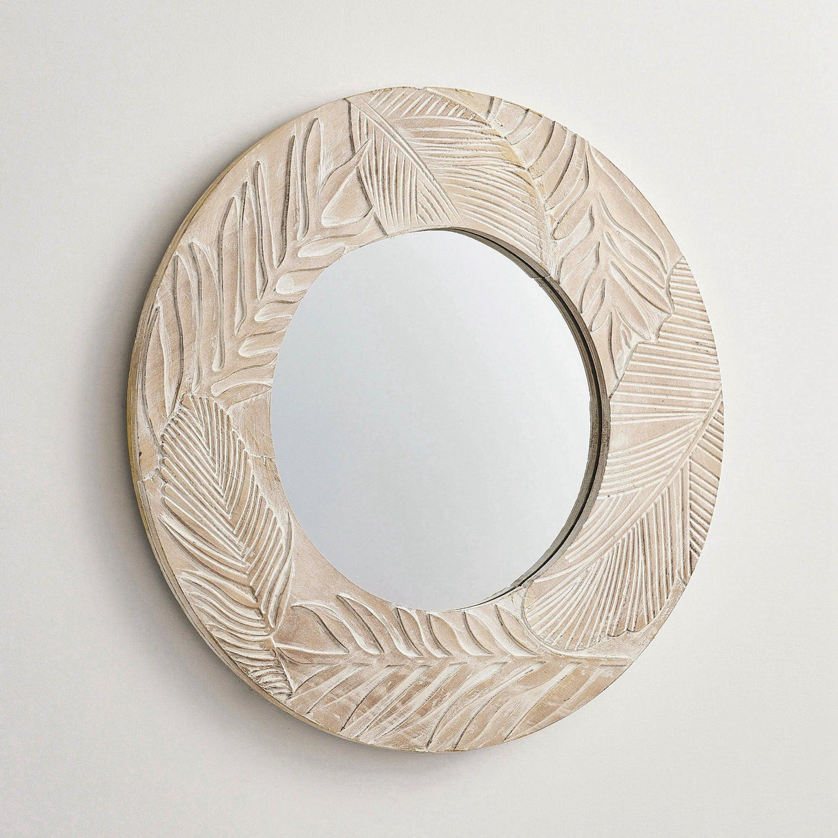 Traditioanl Wood Round Mirror Wall Decor