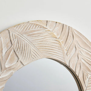 Traditioanl Wood Round Mirror Wall Decor
