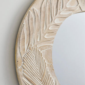Traditioanl Wood Round Mirror Wall Decor