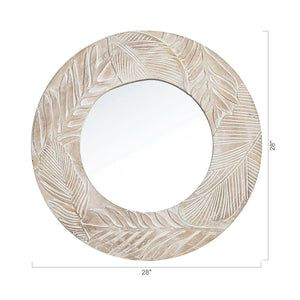 Traditioanl Wood Round Mirror Wall Decor
