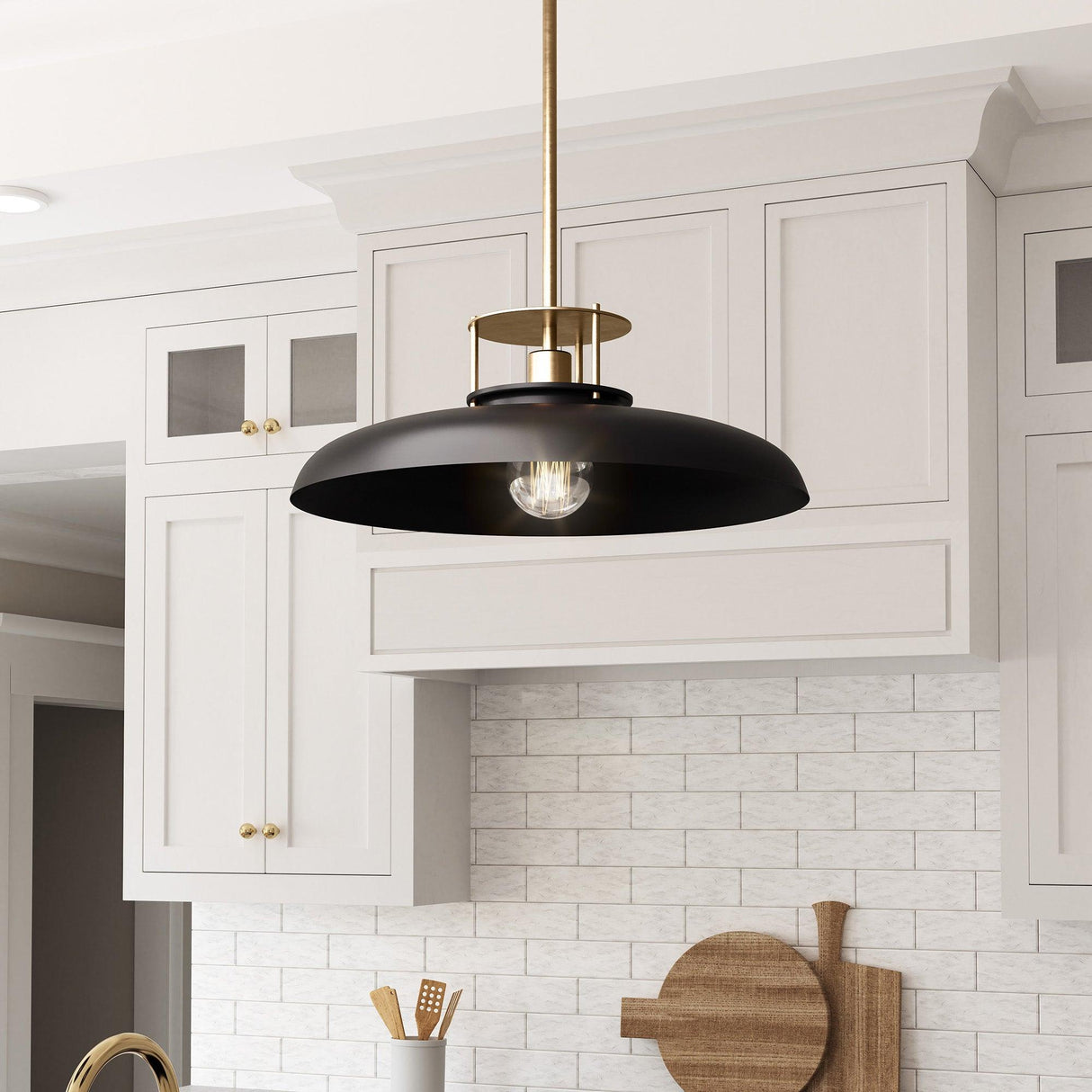 Beacon 1-Light Modern Gold & Black Pendant Light