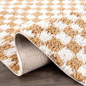 Kieu Mustard & Ivory Checkered Area Rug