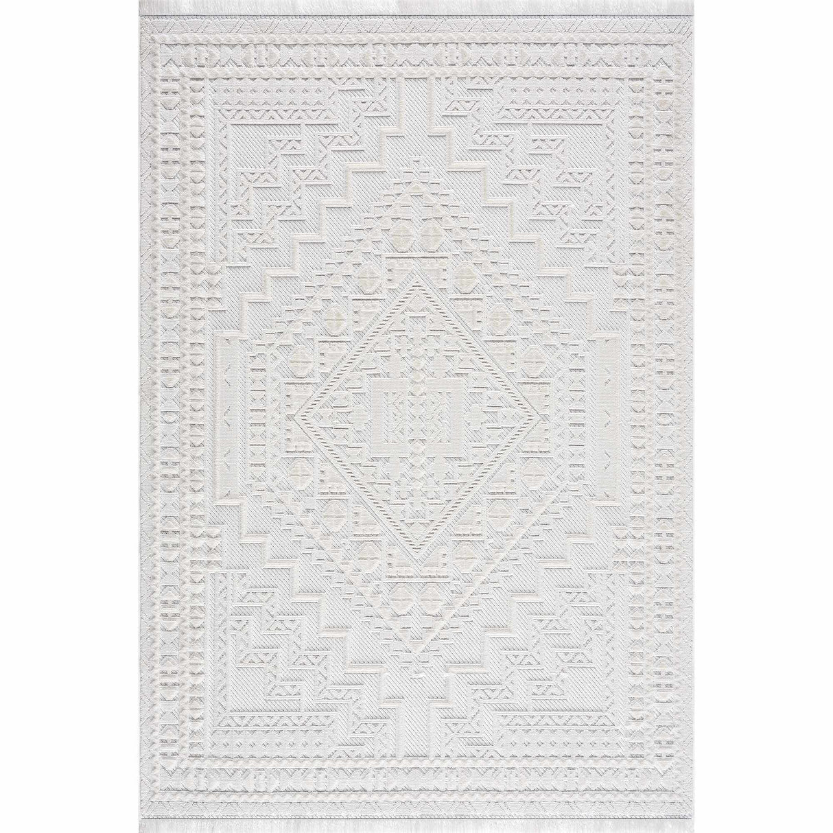 Alya White Fringe Rug
