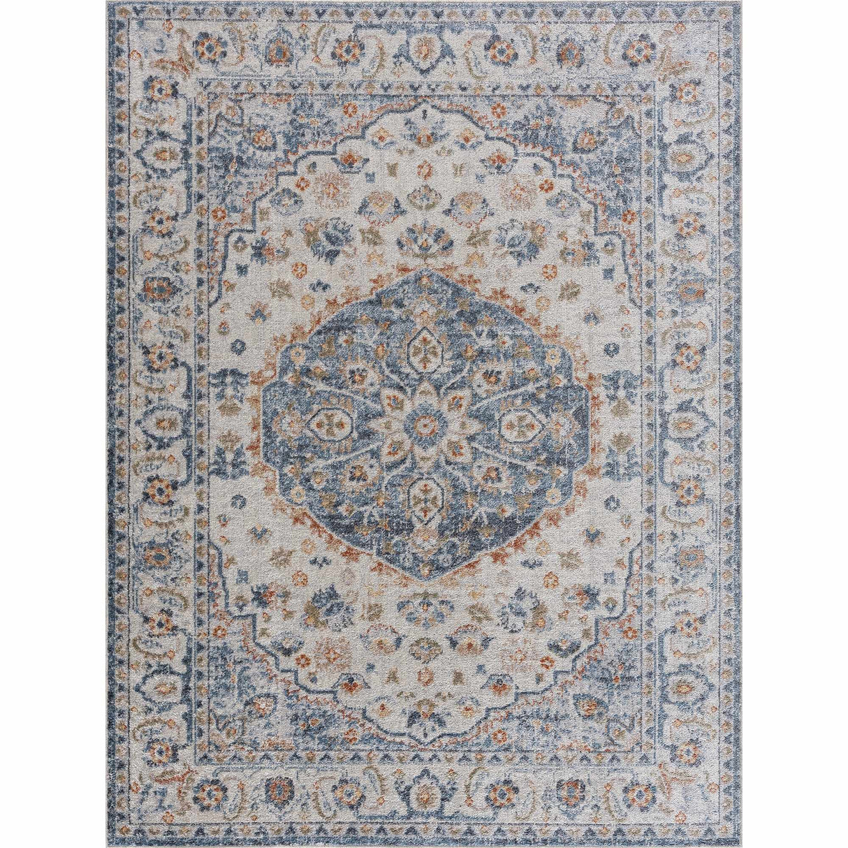Hiti Cream&Blue Washable Rug - Clearance