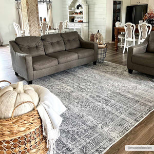 Barny Gray Blue Washable Rug