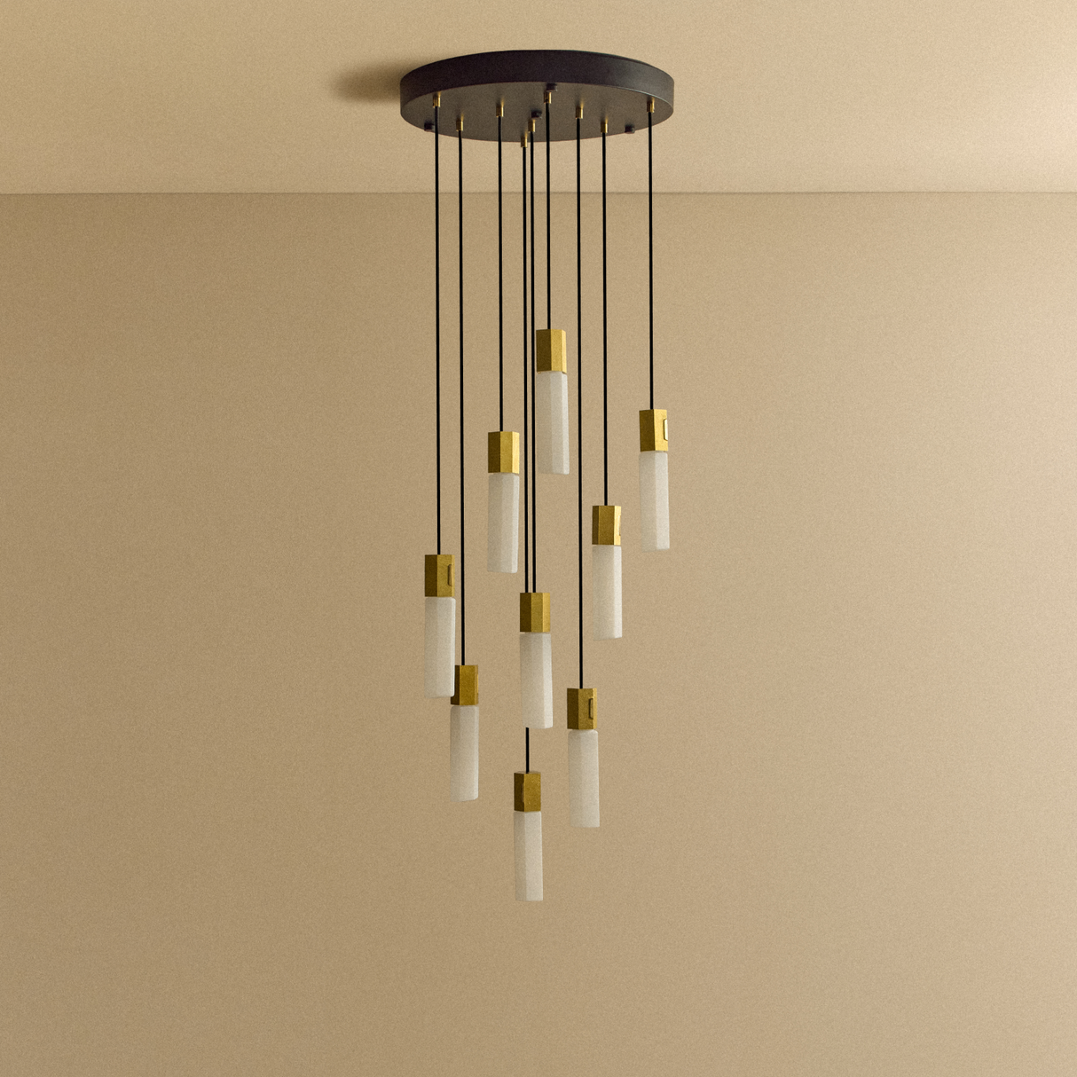 Basalt Nine Pendant in Brass