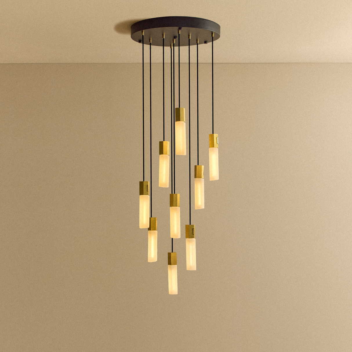 Basalt Nine Pendant in Brass