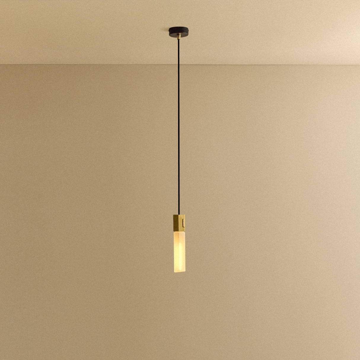 Basalt Single Pendant in Brass