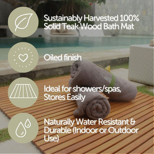 Bel Air Indoor or Outdoor Teak Shower and Bath Mat 31.4″ x 19.6″