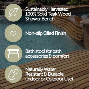 Bali Teak Shower and Bath Spa Bench with Shelf – 18″