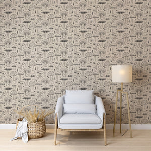 Pattern Mushroom Wallpaper - Black and White Wallpaper