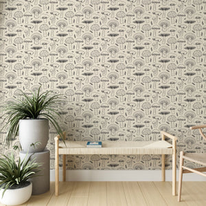 Pattern Mushroom Wallpaper - Black and White Wallpaper