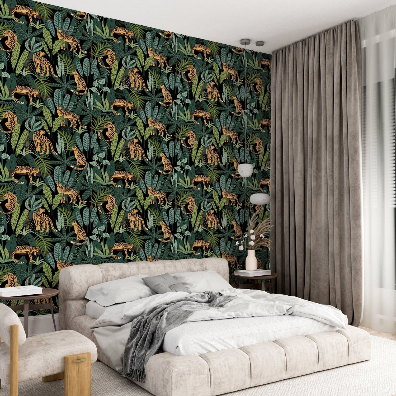 Leopard Print Peel and Stick Wallpaper - Exotic Tropical Wallpaper