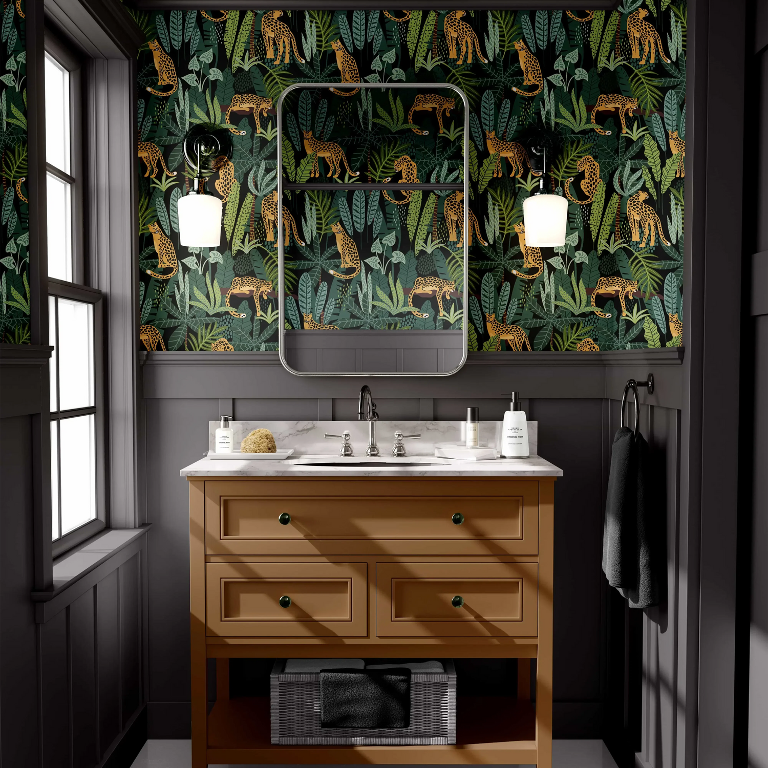 Leopard Print Peel and Stick Wallpaper - Exotic Tropical Wallpaper