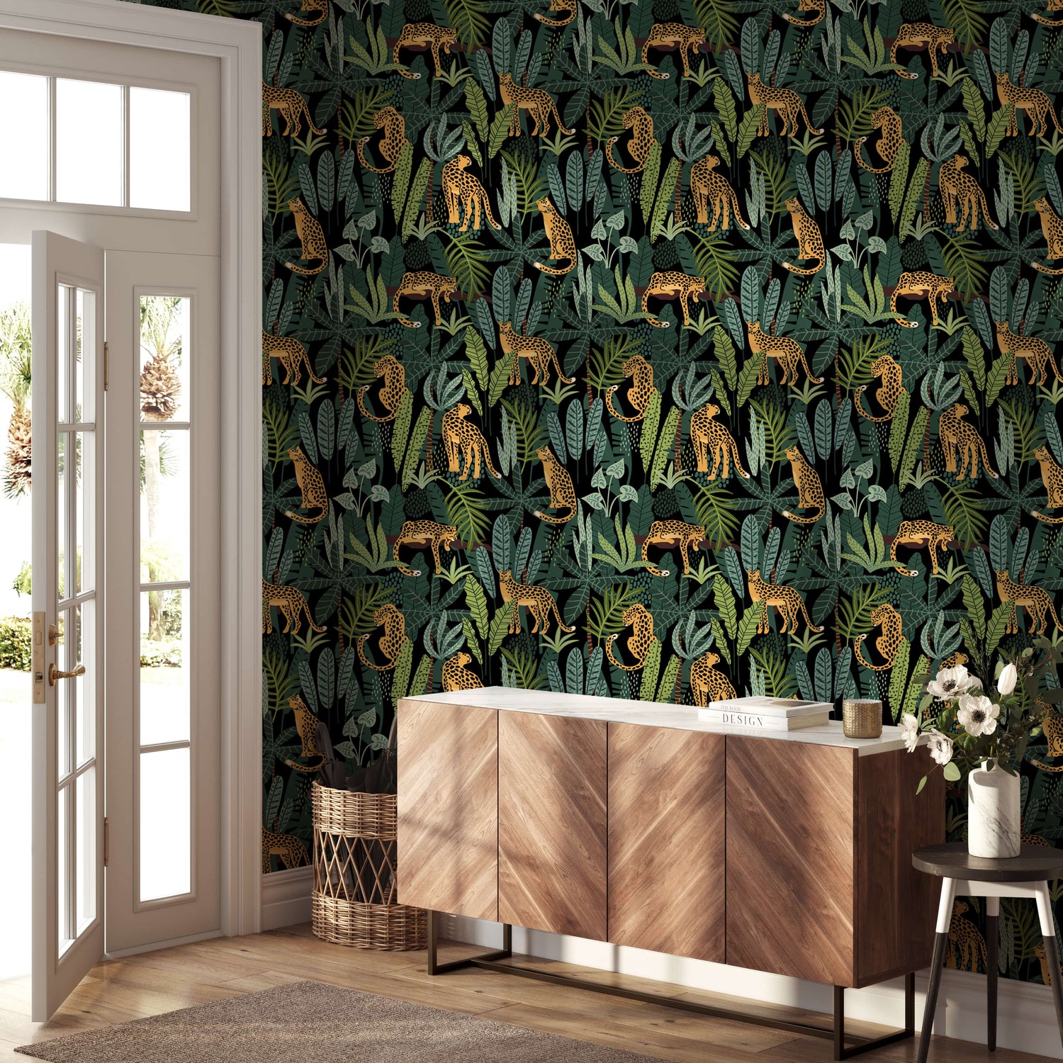 Leopard Print Peel and Stick Wallpaper - Exotic Tropical Wallpaper